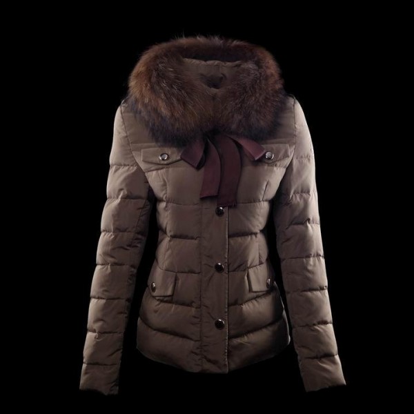 Moncler Moda staccabile collare della pelliccia E bowknot corto Cappotti